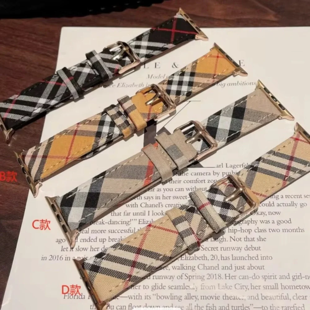 Leather Plaid Apple Watch Band 38/40/41/42/44 - Picture 6 of 16